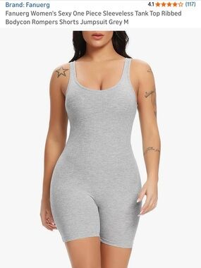 Grey Ribbed Sleeveless Bodycon Romper